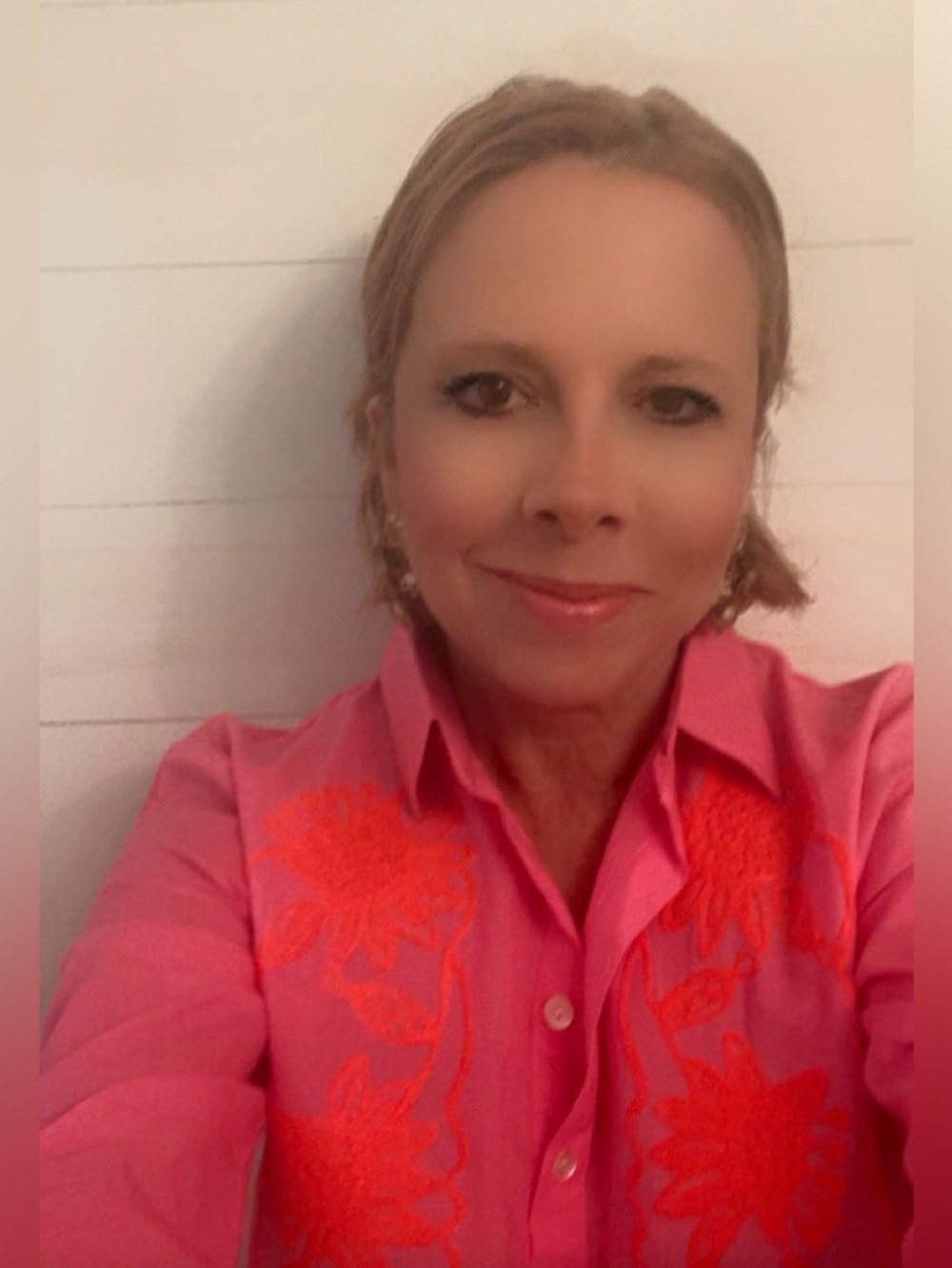 Bright Pink Embroidered Shirt Dress Or Swim Cover Up - Picture 10 of 10